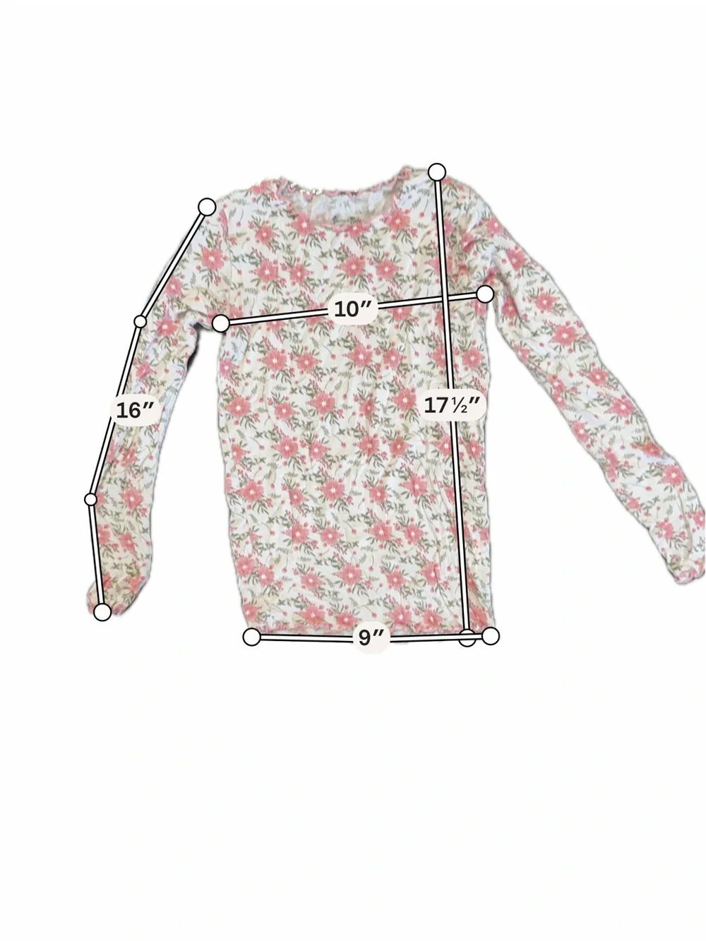 Girls 3-Piece Pajama Set Bundle Size 120 (Approx. 6-7 Y) Floral & Ribbed